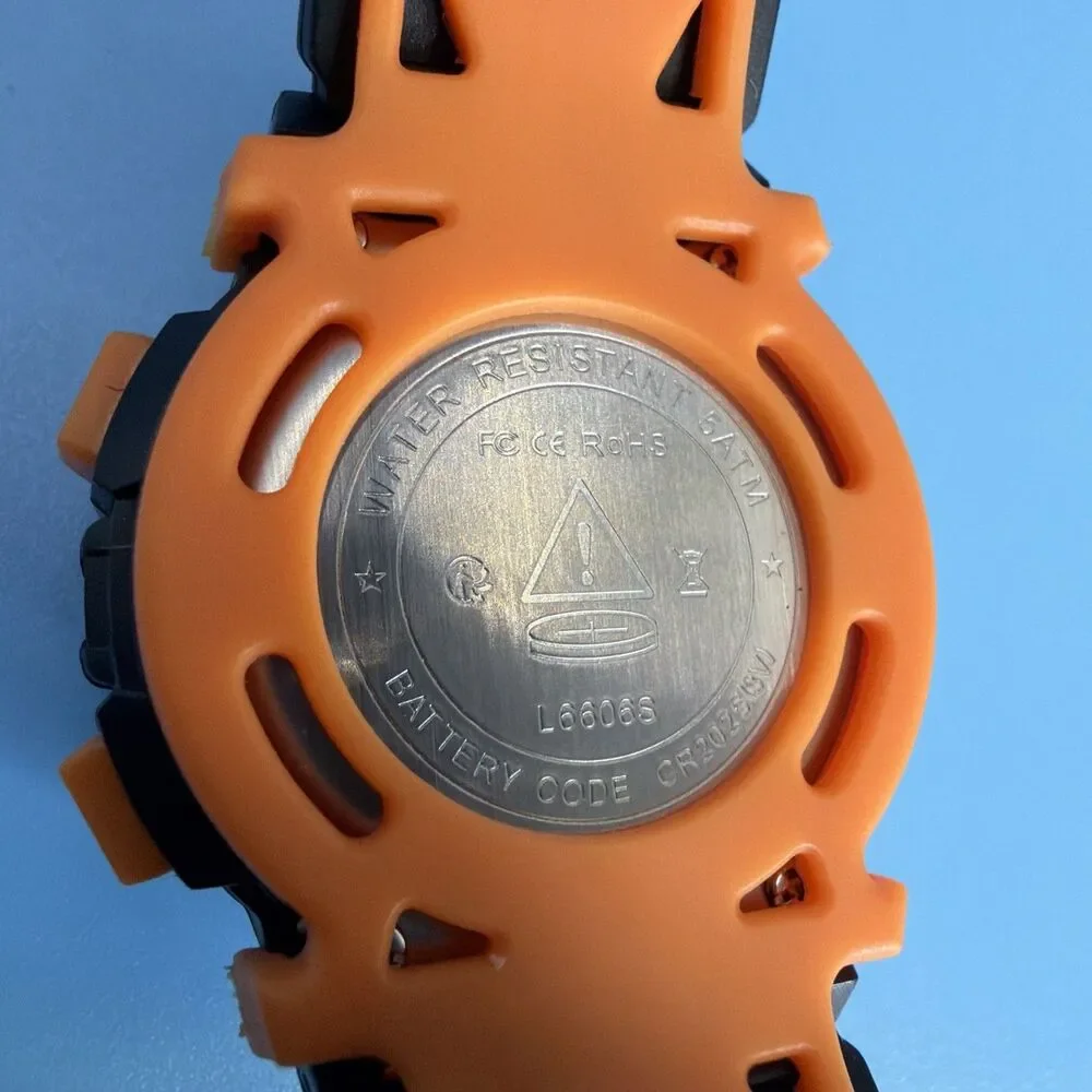 Lavaredo Digital Sports Watch Unisex Blk/orange Water Resistant To 50 Meters